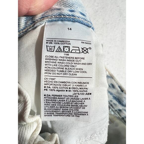 Old Navy Denim Shorts Girl's 14 Distressed Acid Washed Elastic Adjustable Waist - Picture 2 of 11